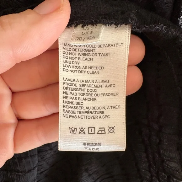 Free People Black Out of Town Split Neck blouse - size S/M - Picture 8 of 9